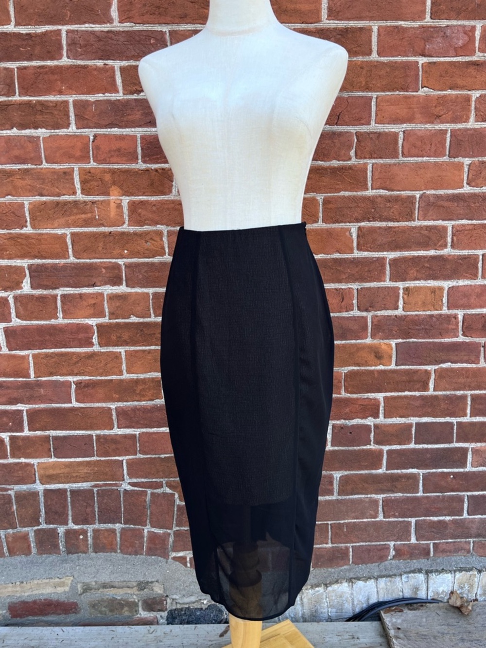 Reiss Black Sheer-Hem Sparkly Pencil Skirt